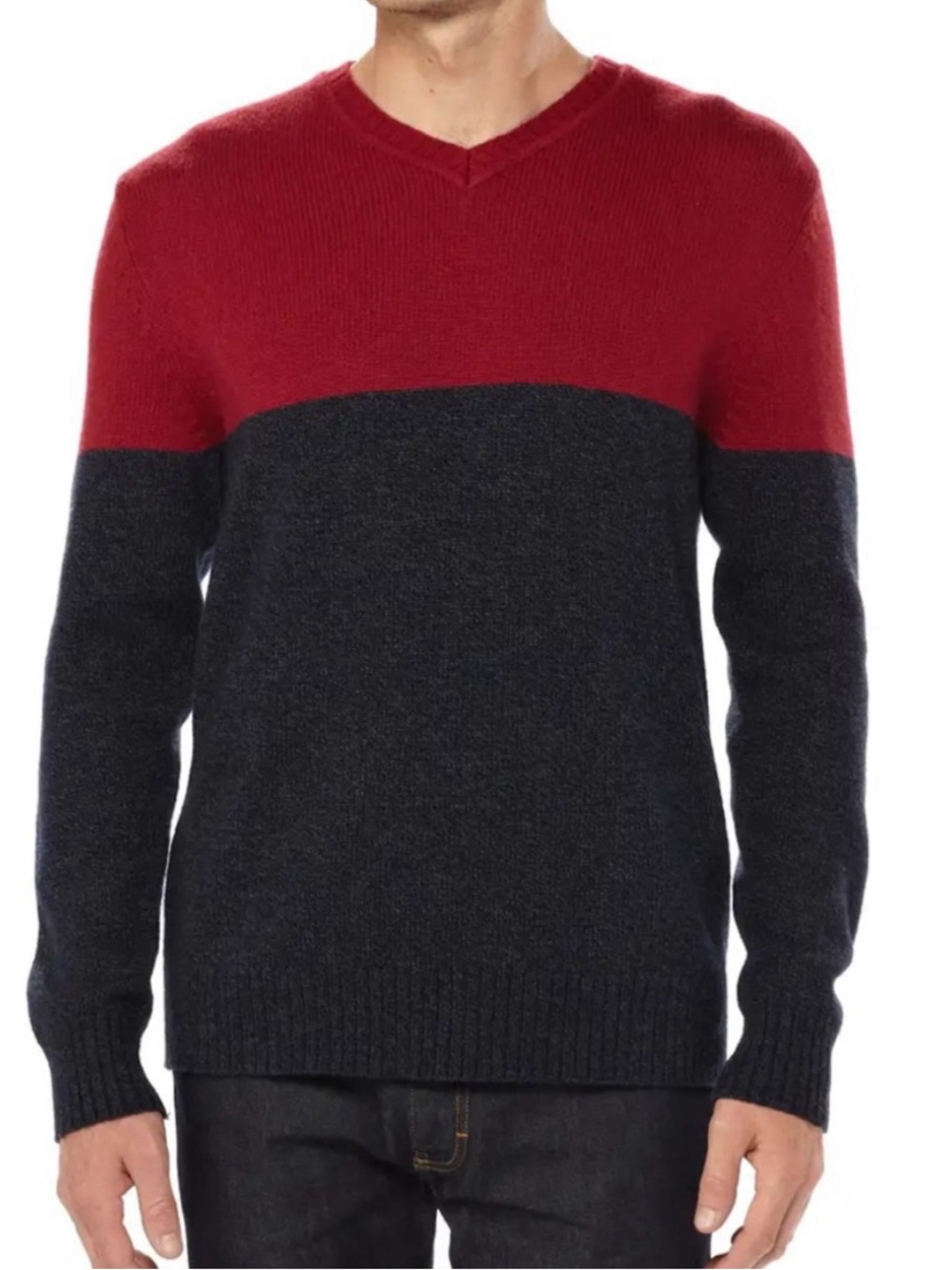 Patagonia Men's Lambswool V-Neck Colorblock Pullover Sweater - Size Medium